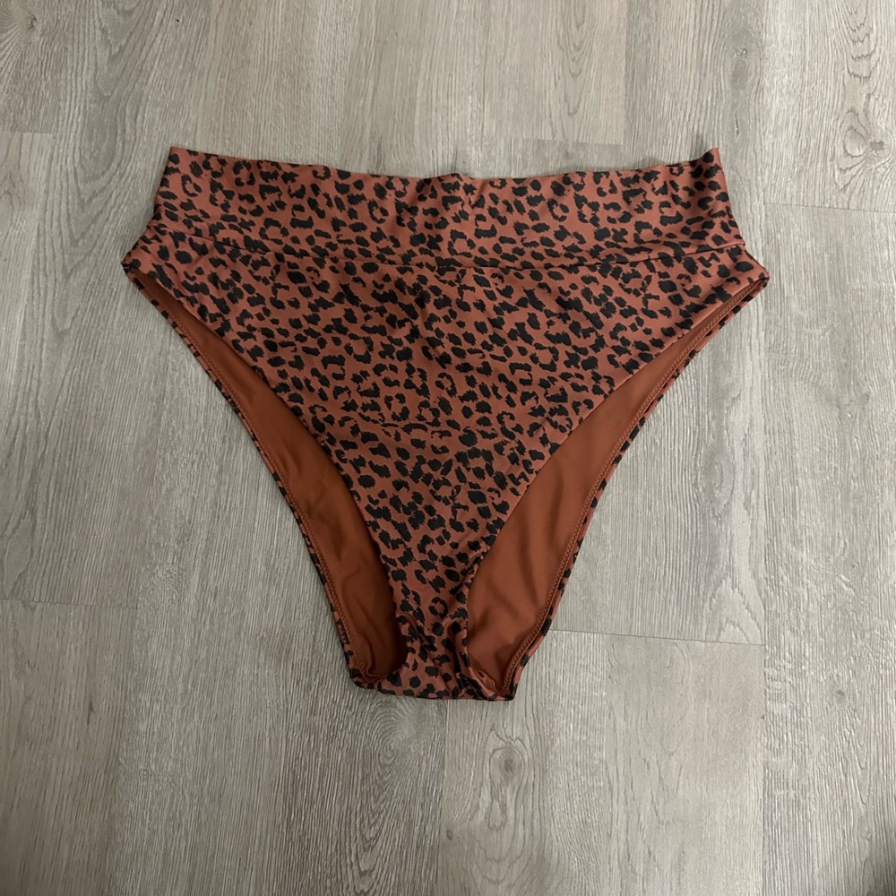 Leopard Print High-Waisted Bikini Bottom